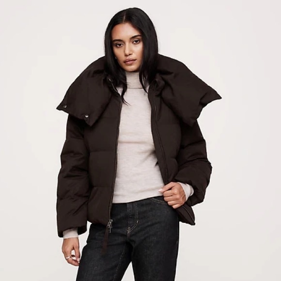 Banana Republic Short Puffer Coat, Chocolate Ganache Brown - Picture 2 of 10